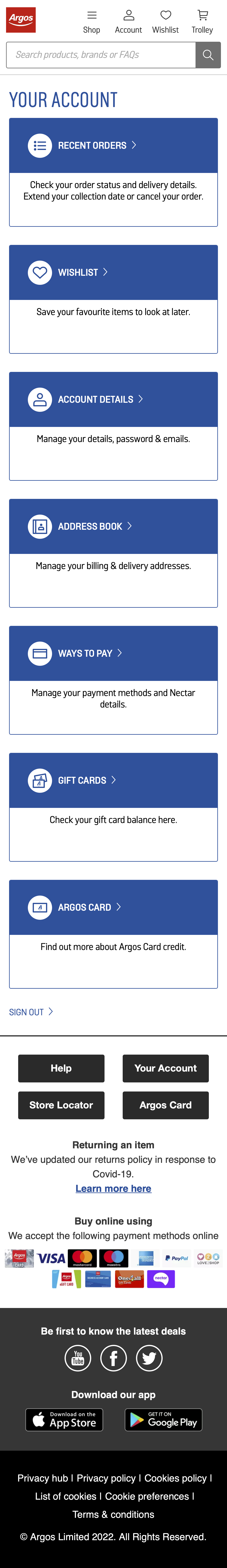 Argos’ Mobile Account Dashboard 133 of 429 Account Dashboard Examples